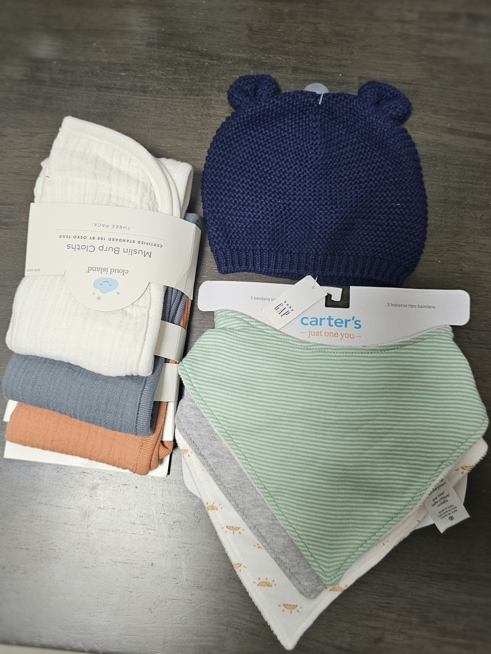 Bandana Bibs, Burp Cloths & Bear Hat